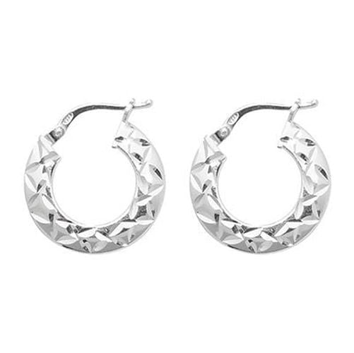 Silver 10mm Diamond Cut Hoop Earrings G51071- Jewellery - James Moore TH - Modalova