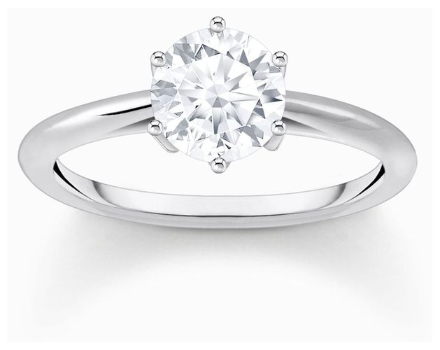 Round-Cut Solitaire Zirconia Ring Sterling Jewellery - Thomas Sabo - Modalova