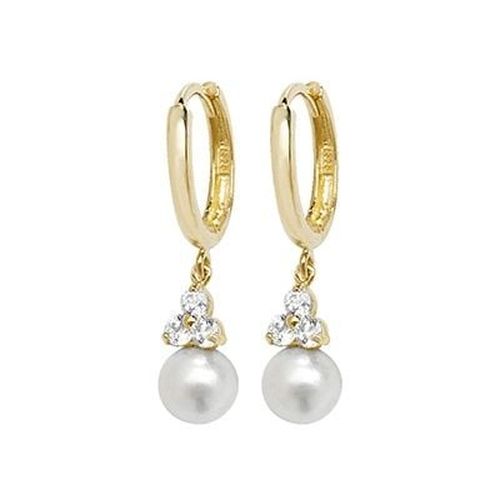 K Yellow Gold Drop Pearl Cubic Zirconia Jewellery - James Moore TH - Modalova
