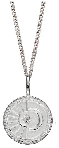 Silver Sun Moon Disc Pendant Only P5007C Jewellery - Elements Silver - Modalova