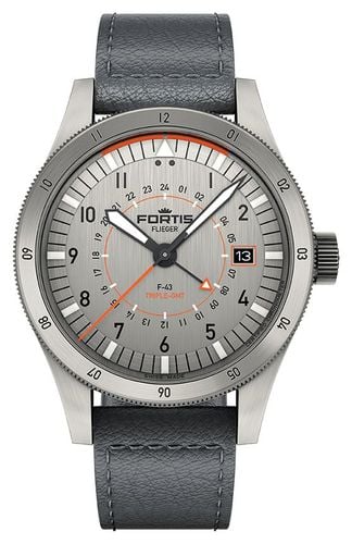 Flieger F-43 Triple-GMT Titanium Orange (43mm) Indigo Watch - FORTIS - Modalova