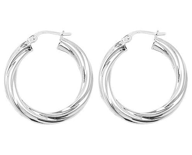 Silver 25mm Twisted Hoop Earrings G5106 Jewellery - James Moore TH - Modalova