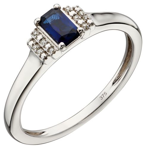 K white Gold Sapphire And Diamond Deco Ring Jewellery - Elements Gold - Modalova