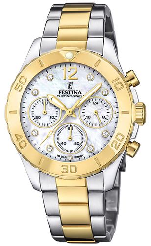 Ladies -Plated Chrono W/Bracelet & CZ Sets Watch - Festina - Modalova