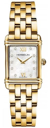 Art Deco Women's Diamond Set Mother of Pearl Watch - Herbelin - Modalova