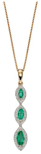 Diamond emerald Oval 3 Drop Jewellery - Elements Gold - Modalova