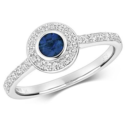 K White Gold Diamond Sapphire Ring RD433WS Jewellery - James Moore TH - Modalova