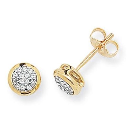 K Yellow Gold Diamond Pave Stud Earrings Jewellery - James Moore TH - Modalova