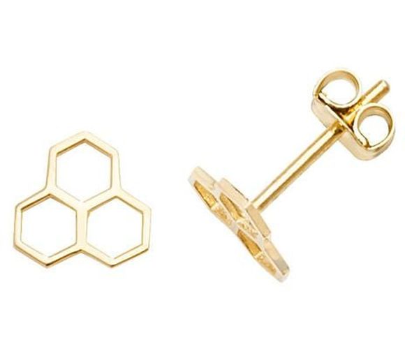 K Yellow Gold Hive Stud Earrings ES610 Jewellery - James Moore TH - Modalova