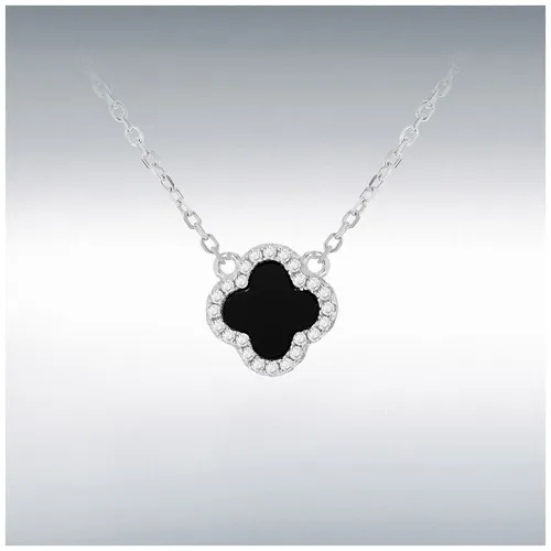 Sterling Silver Rhodium Plated 11mm Clover Black Jewellery - James Moore - Modalova