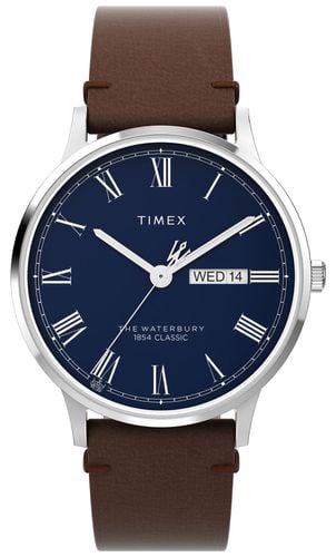 Men's Waterbury (40mm) Dial / Leather Strap Watch - Timex - Modalova