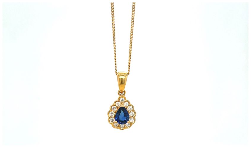 Ct Y/g Saph Pear Dia Cluster Pend 0. Jewellery - James Moore Clarity - Modalova