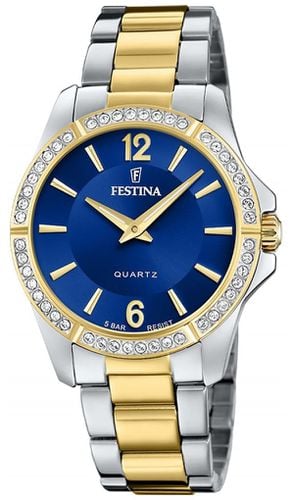 Ladies -pltd. W/CZ Set & Steel Bracelet Watch - Festina - Modalova