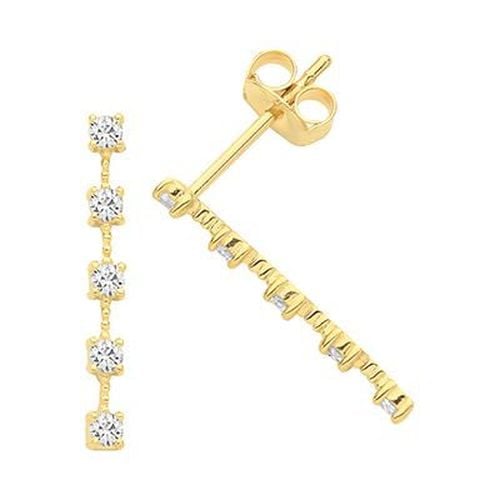 Ct Y/g Cz Linear Mini Bar Studs ES1610 Jewellery - James Moore TH - Modalova