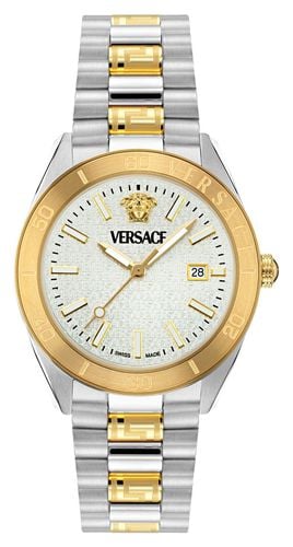 V DOME (42mm) Dial / Two-Tone Stainless Steel Watch - Versace - Modalova