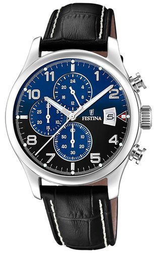 Men's Chronograph (43mm) Dial / Leather Watch - Festina - Modalova