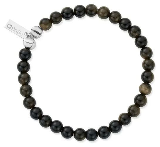 MAN Golden Obsidian Bead Bracelet - 925 Sterling Jewellery - ChloBo - Modalova