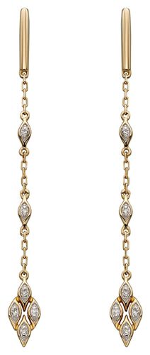 K Yellow Gold Deco Diamond Drop Earrings Jewellery - Elements Gold - Modalova