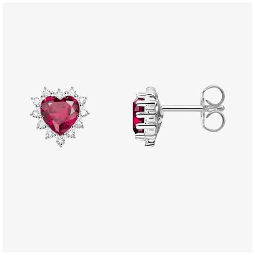 Romance Silver Ruby & Cubic Zirconia Heart Stud Jewellery - Thomas Sabo - Modalova