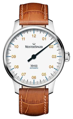 NÂ°03 (38mm) Dial / Cognac Leather Watch - MeisterSinger - Modalova