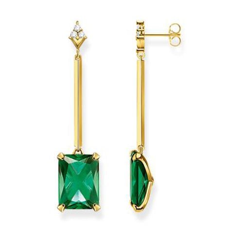 Gold plated Earrings Green Stone Gold H2176-971- Jewellery - Thomas Sabo - Modalova