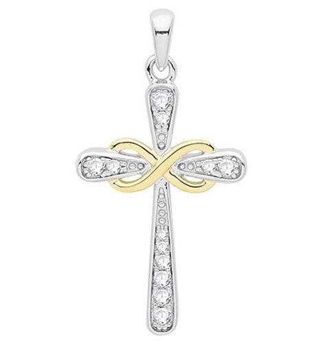 Silver Rhodium Plated Gold Cross Pendant Jewellery - James Moore TH - Modalova