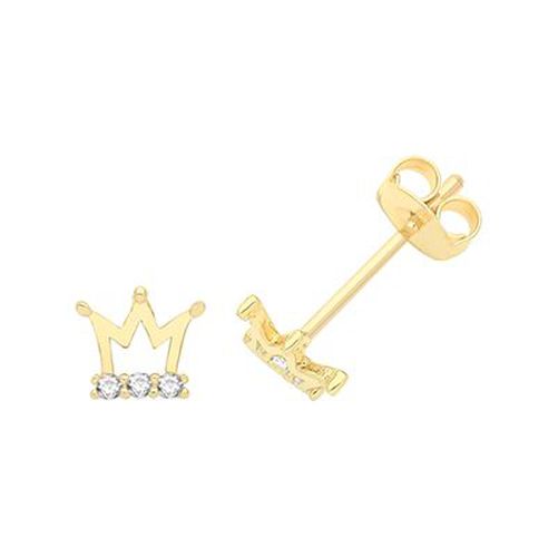 Ct Yellow Gold Crown Stud Earrings ES1693 Jewellery - James Moore TH - Modalova