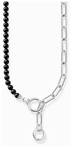 Silver Chain Black Onyx Bead Necklace White Jewellery - Thomas Sabo - Modalova