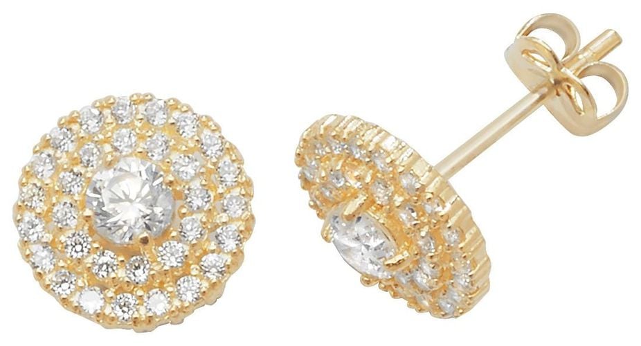 K Yellow Gold Cubic Zirconia Stud Earrings Jewellery - James Moore TH - Modalova