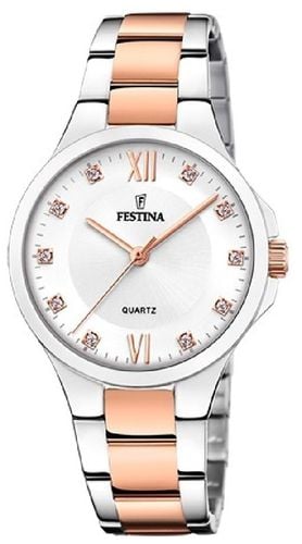 Ladies Rose-pltd. W/CZ Set & Steel Bracelet Watch - Festina - Modalova