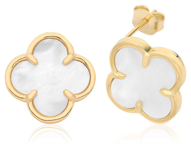 SILVER Y/G PLATED MOTHER OF PEARL CLOVER LEAF Jewellery - James Moore TH - Modalova