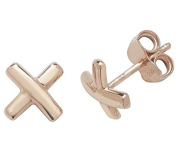 K Rose Gold Cross Stud Earrings ES417R Jewellery - James Moore TH - Modalova