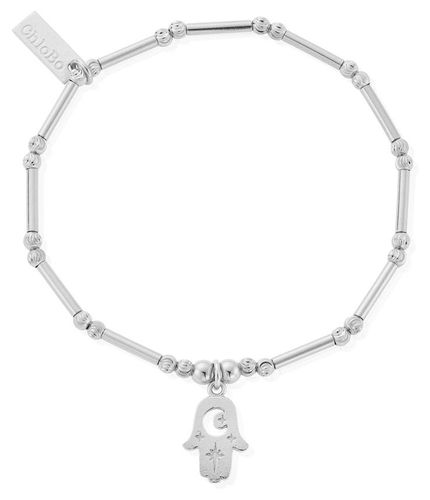 DAINTY MOON CUT SPARKLE HAMSA BRACELET SBMCTN3374 Jewellery - ChloBo - Modalova
