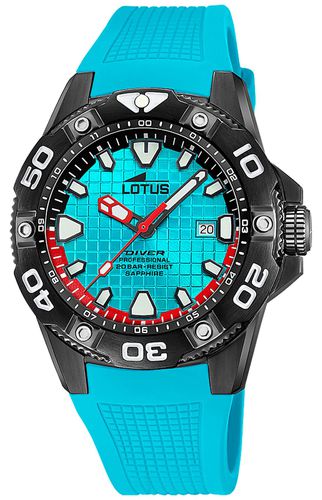 Men's Diver (45mm) Dial / Rubber Strap Watch - Lotus - Modalova