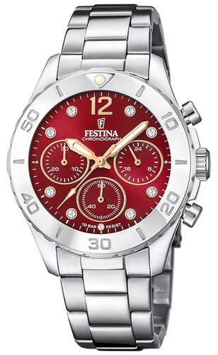 Ladies Chrono With CZ Sets & Steel Bracelet Watch - Festina - Modalova