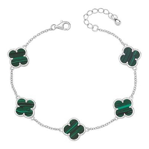 Silver Green Clover leaf Bracelet G2720 Jewellery - James Moore TH - Modalova