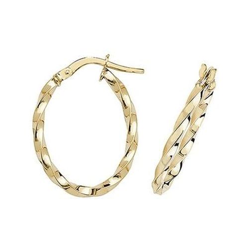 K Yellow Gold Oval Hoop Earrings ER1008-V3 Jewellery - James Moore TH - Modalova