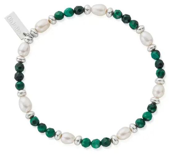 Pearl and Malachite HARMONY Bracelet - 925 Sterling Jewellery - ChloBo - Modalova