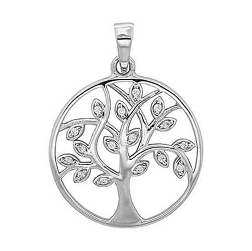 Smallest Silver Cz Set Tree Of Life Pendant Jewellery - James Moore TH - Modalova