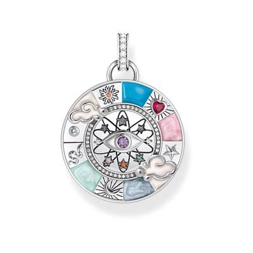 Silver Pendant Wheel Of Fortune With Cold Enamel Jewellery - Thomas Sabo - Modalova