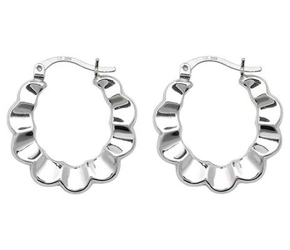 Silver Round Edge Creole Style Hoop Earrings Jewellery - James Moore TH - Modalova