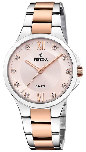 Ladies Rose-pltd. W/CZ Set & Steel Bracelet Watch - Festina - Modalova