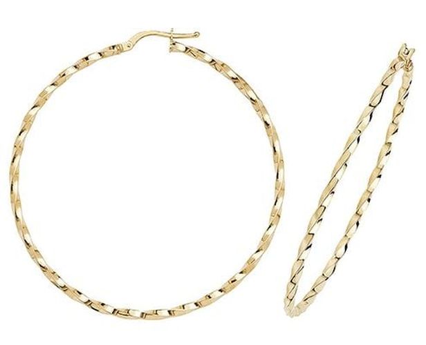 K Yellow Gold Hoop Earrings 50 mm ER1008-50 Jewellery - James Moore TH - Modalova