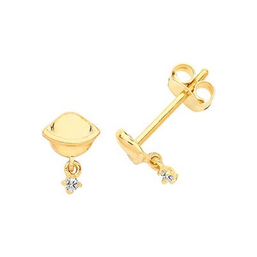 Ct Yellow Gold Planet With Dangle Cz Stud Jewellery - James Moore TH - Modalova