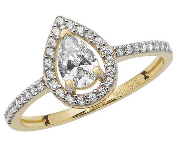 CZ Pear Halo Ring SIZE L Jewellery - James Moore TH - Modalova