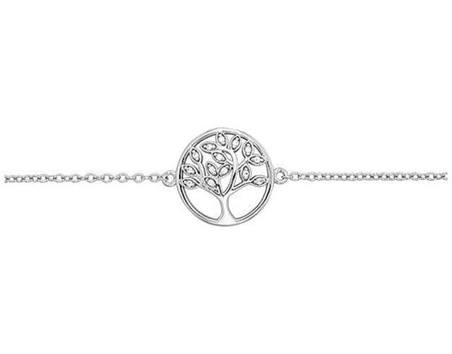 Silver Cubic Zirconia Tree Of Life Bracelet Jewellery - James Moore TH - Modalova