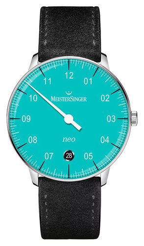 Neo (36mm) Azure Dial Suede Leather Watch - MeisterSinger - Modalova