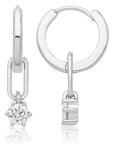 Silver Rhodium Plated Paper Clip Cubic Jewellery - James Moore TH - Modalova