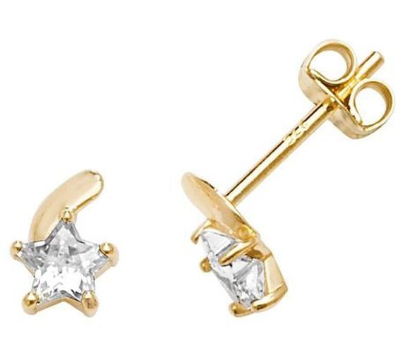 K Yellow Gold Cubic Zirconia Star Earrings Jewellery - James Moore TH - Modalova