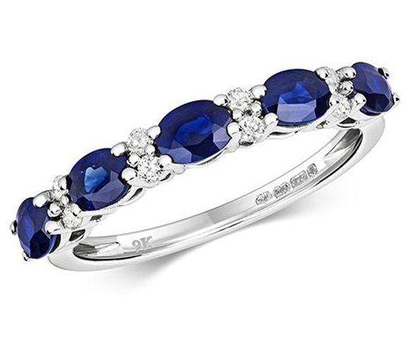 K Gold Claw Set Sapphire Diamond Half Jewellery - James Moore TH - Modalova